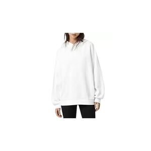 Allsaints Women Allone Jen Logo Print Back Hoodie Optic White Size M 1367